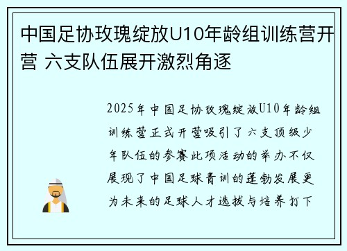中国足协玫瑰绽放U10年龄组训练营开营 六支队伍展开激烈角逐